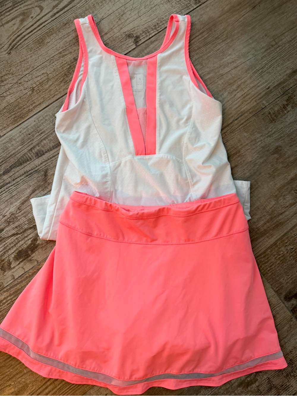 Coral Pink tennis skirt and top